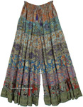 Forest Beauty Panels Split Skirt Long Pants