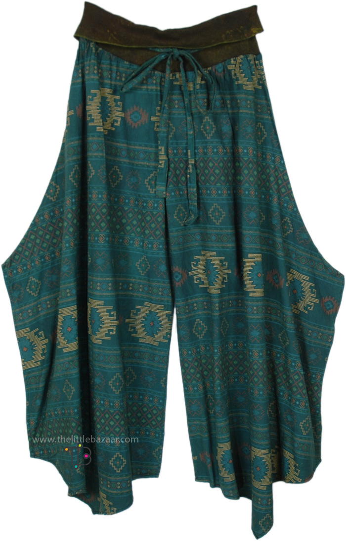 Green Love Bohemian Slit Palazzo Pants