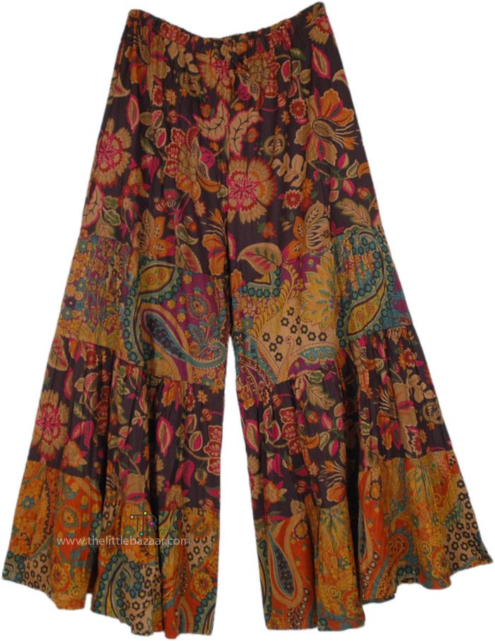 Earthy Paisley Parade Bohemian Cotton Pants