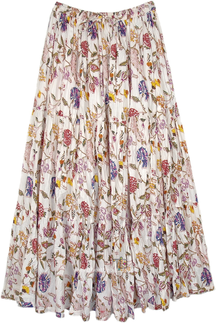 Summer Luncheon Blooms Cotton Maxi Skirt