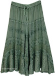 Sage Green Jacquard Fairycore Flowy Long Skirt