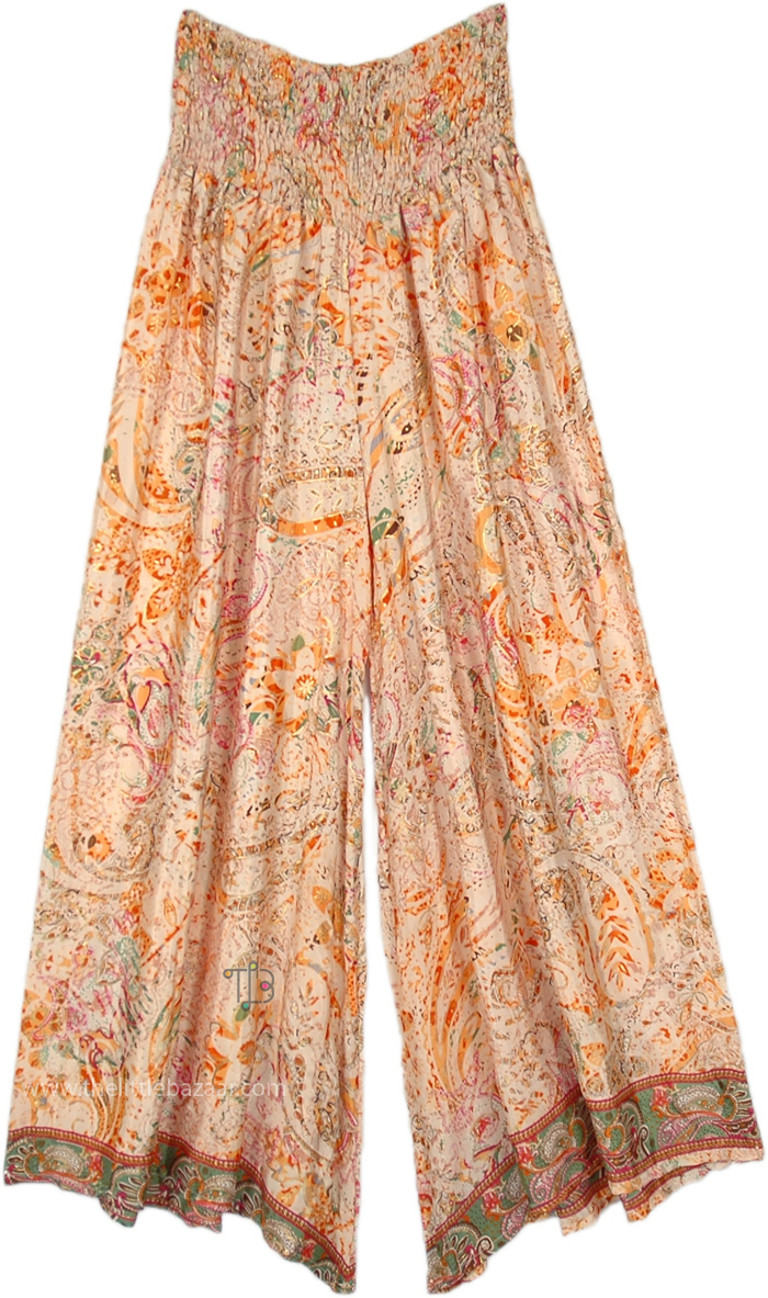 Tropical Beach Flowy Wide Leg Pants