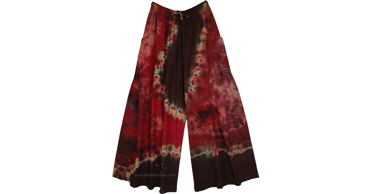Royal Maroon Vibes TieDye Cotton Pants Purple SplitSkirtsPants
