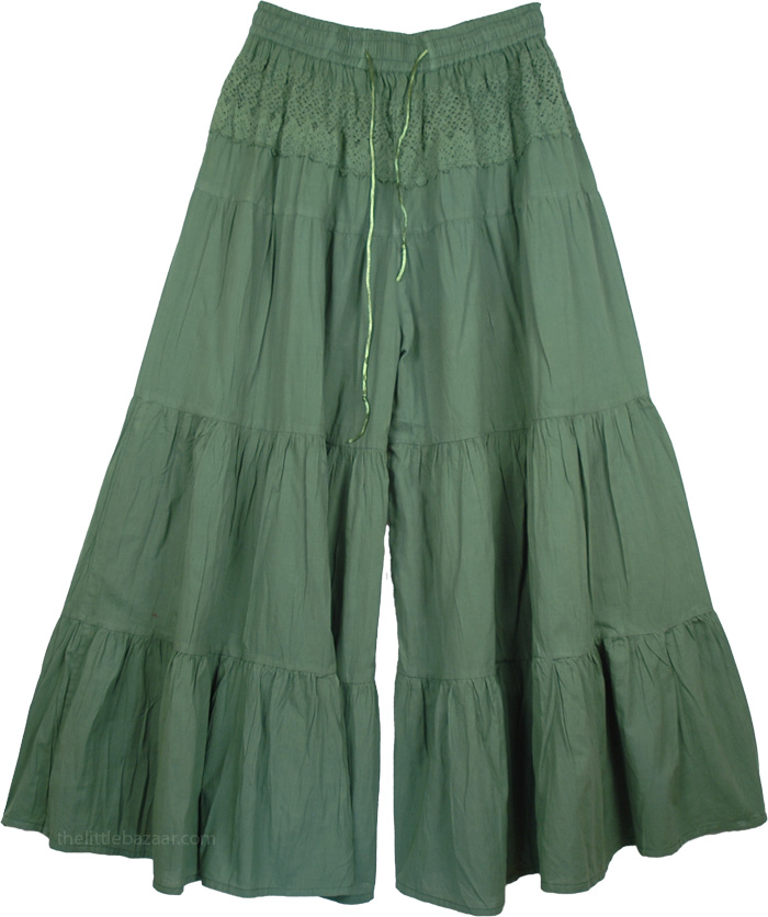 Glade Green Palazzo Gaucho Split Skirt