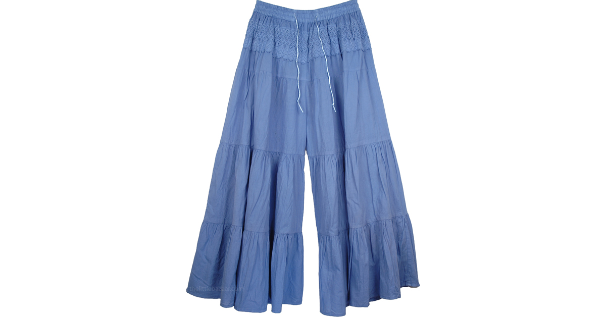 Culottes Split Skirt in Ship Cove Blue | Split-Skirts-Pants