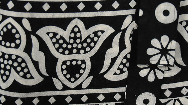 Black White Elephant Floral Cotton Wrap Skirt