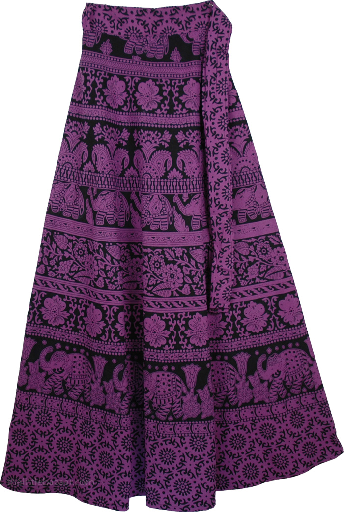 Long Wrap Skirt Eggplant