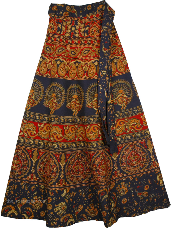 Blue Galore Ethnic Wrap Long Skirt
