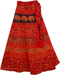 Dark Red Tribal Wrap Skirt