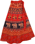 Red Black Wrap Around Ethnic Skirt