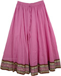 Pink Charm Moroccan Flare Cotton Skirt with Border Trim