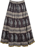 Kimberly Printed Black Cotton Skirt