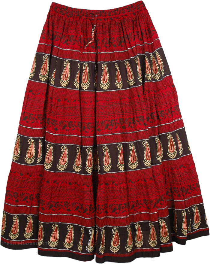 Sale:$22.99 Milano Red Summer Long Skirt | Clearance | Red | Printed ...