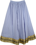 Cadet Blue Lustrous Long Cotton Full Skirt