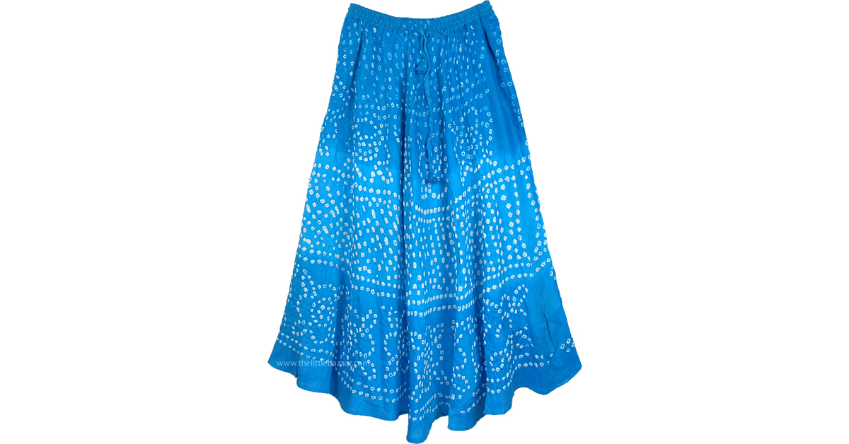 Sky Blue Summer Tie Dye Cotton Long Skirt | Blue | Misses, Tie-Dye ...