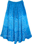 Sky Blue Summer Tie Dye Cotton Long Skirt