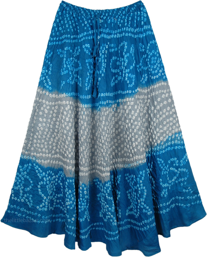 Bahamas Beach Tie Dye Cotton Summer Long Skirt