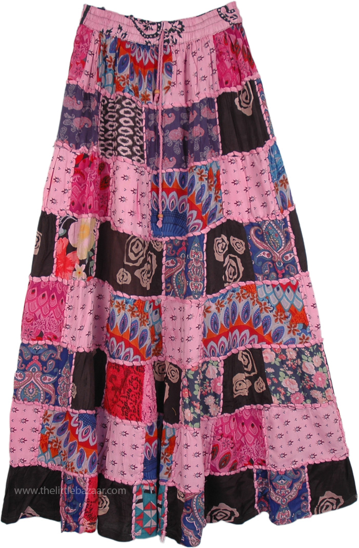 Vintage Style Patchwork Colorful Gypsy Skirt