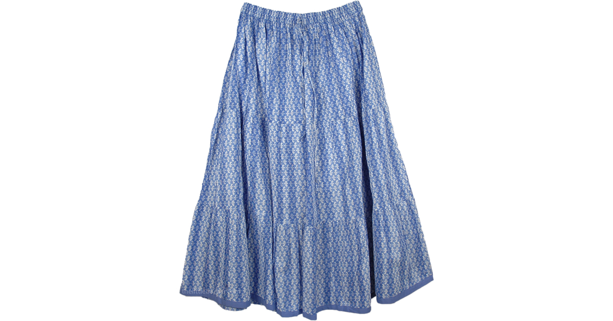 Steel Blue Cool Skirt | Blue | Printed