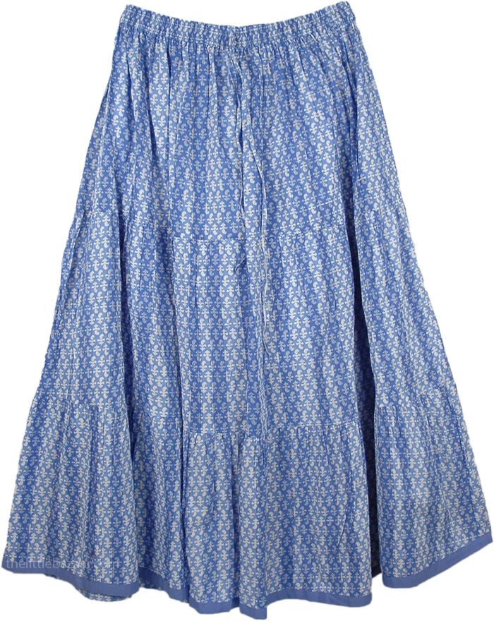 Steel Blue Cool Skirt | Blue | Printed