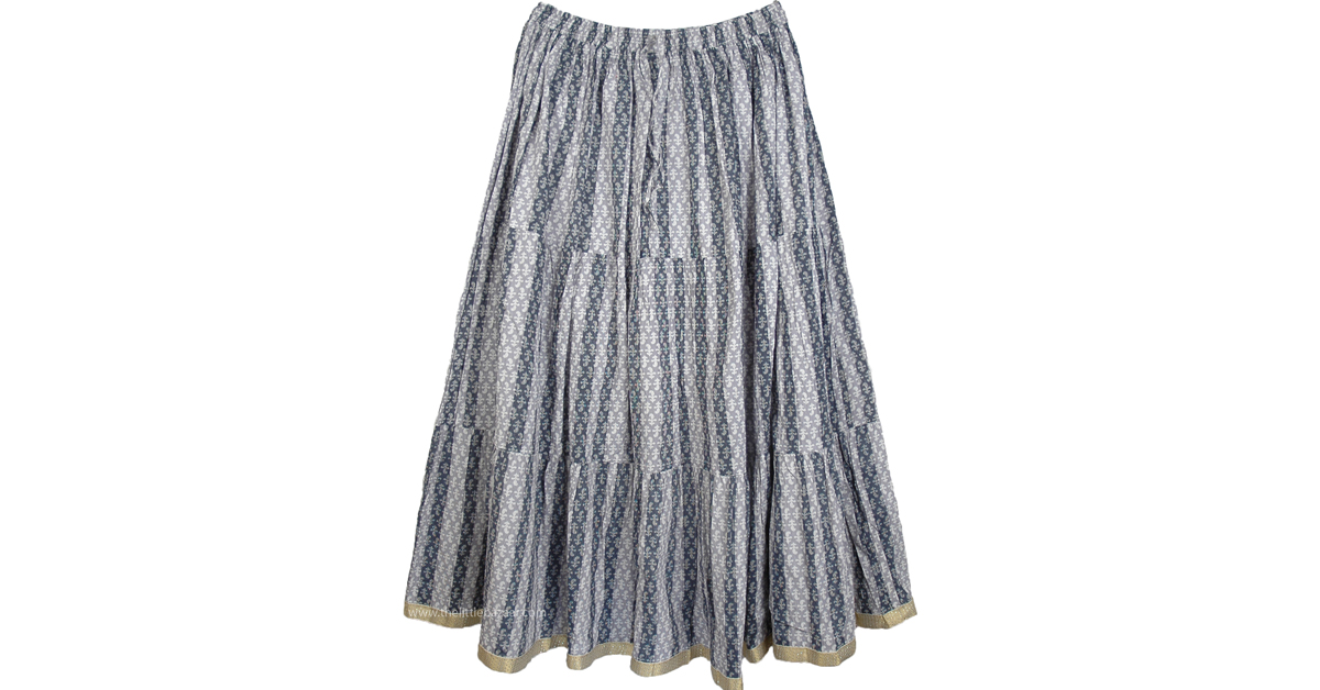 Venus Grey Women`s Full Cotton Skirt | Grey | Printed
