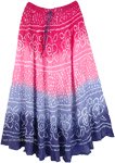Ombre Blossoms Rippling Dance Tie Dye Long Skirt