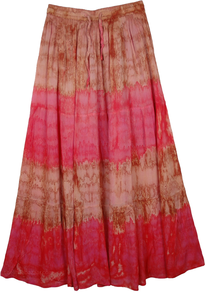 Drawstring Skirt in Marble Tie Dye | Pink | Tie-Dye