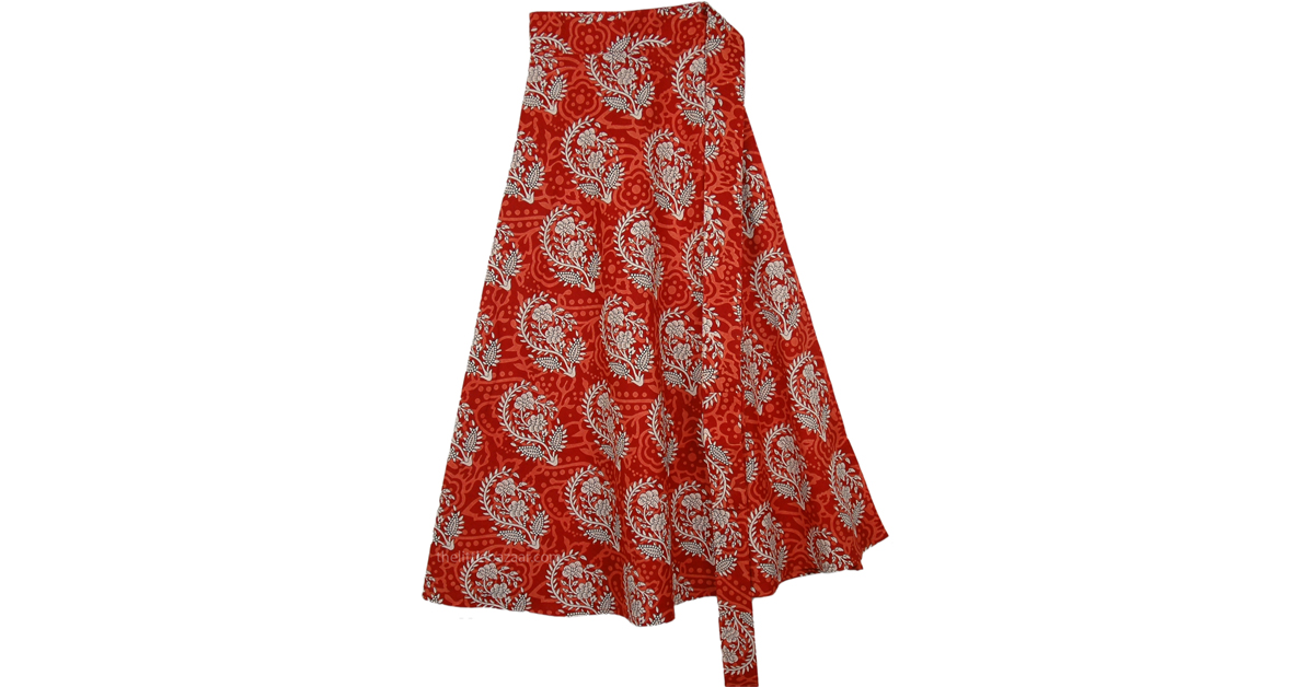 Red Berry Mid Length Summer Cotton Wrap Around | Red | Wrap-Around ...