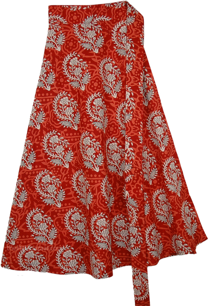 Red Berry Mid Length Summer Cotton Wrap Around