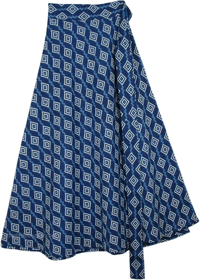Wrap Around Skirt Casual Summer in Blue | Wrap-Around-Skirt, Printed