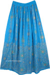 Sunflower Print Skirt in Azure Blue [4189]