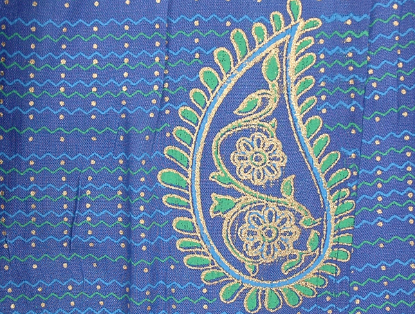 indigo Gold Paisley Print Rayon Skirt
