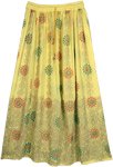 Boho Skirt in Yellow with Floral Block Print [4192]