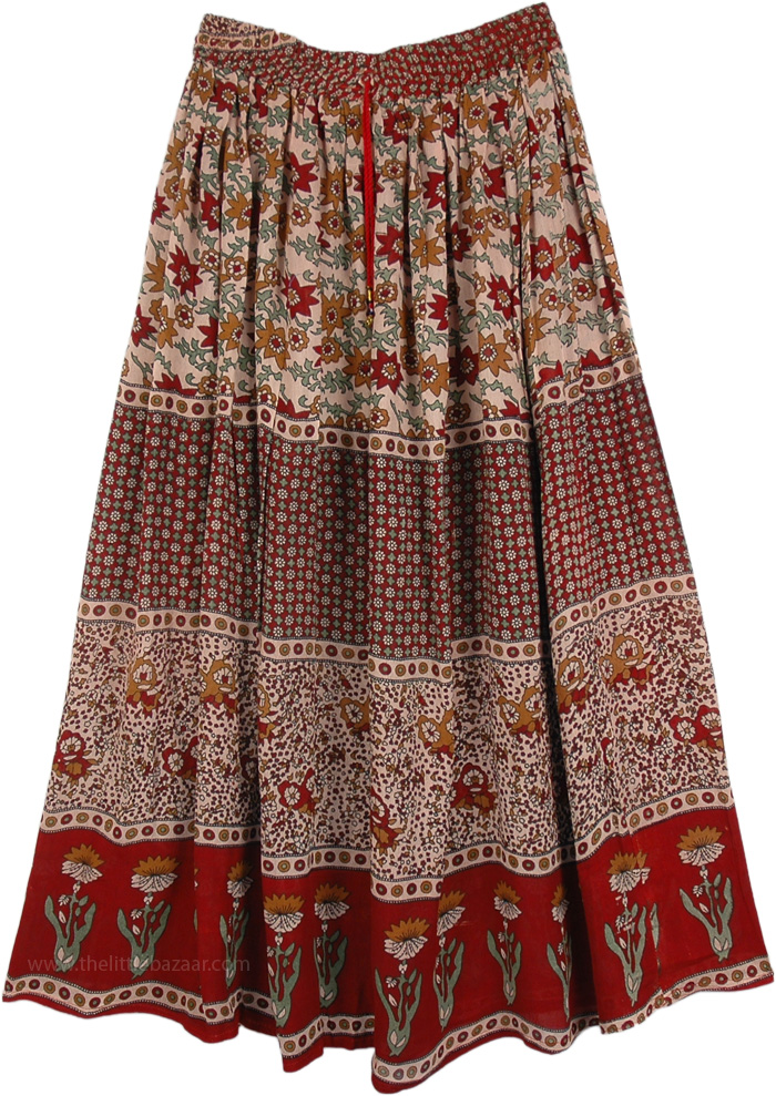 Printed Indian Long Rayon Skirt - Clothing - Sale on bags, skirts ...