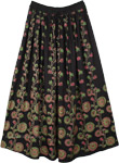 Mirage Black Long Skirt with Festive Block Print