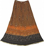 Brown Golden Crinkle Long Skirt