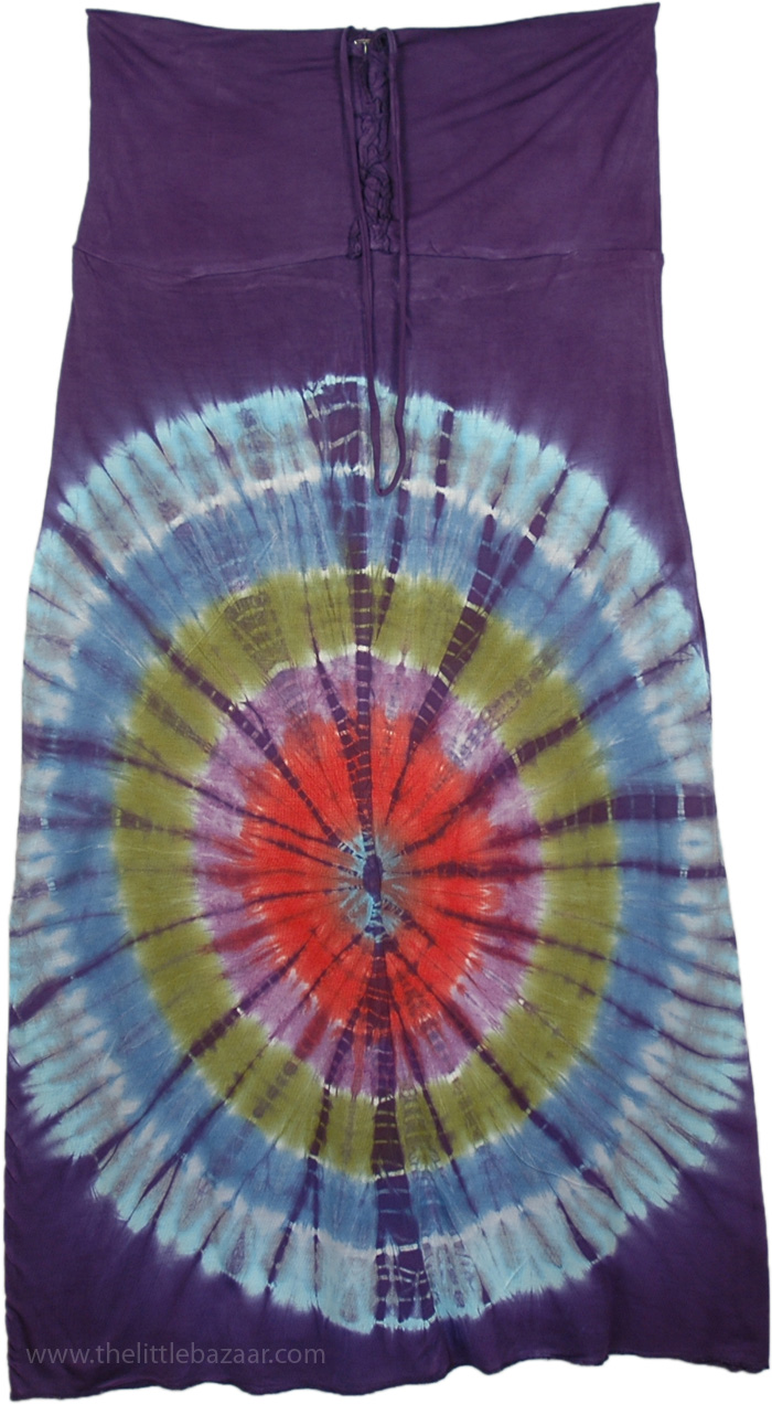 Small Voodoo Magic Tie Dye Fitted Hippie Skirt Dress