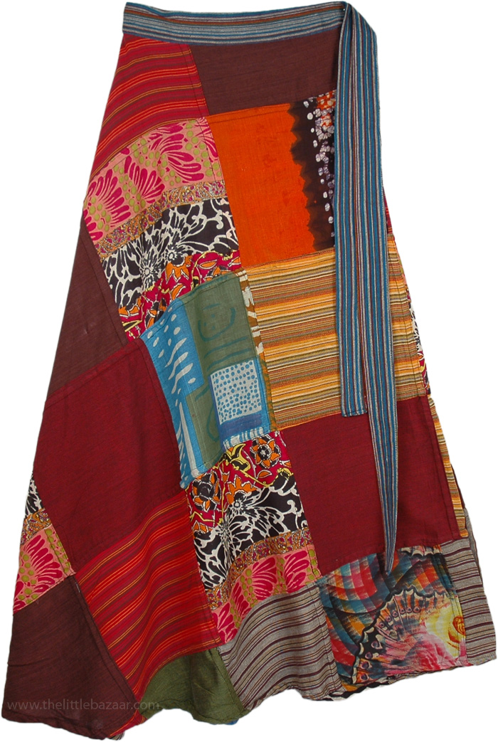 Boho Medley Wrap Around Skirt | patchwork, Wrap-Around-Skirt