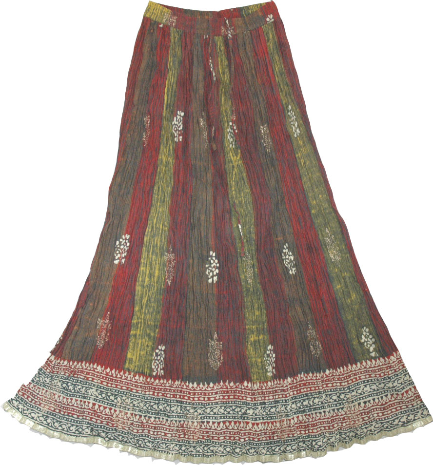 Crinkle Long Skirt Bohemian Chic