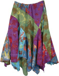 Buoyant Colorful Bohemian Hanky Hem Tie Dye Skirt