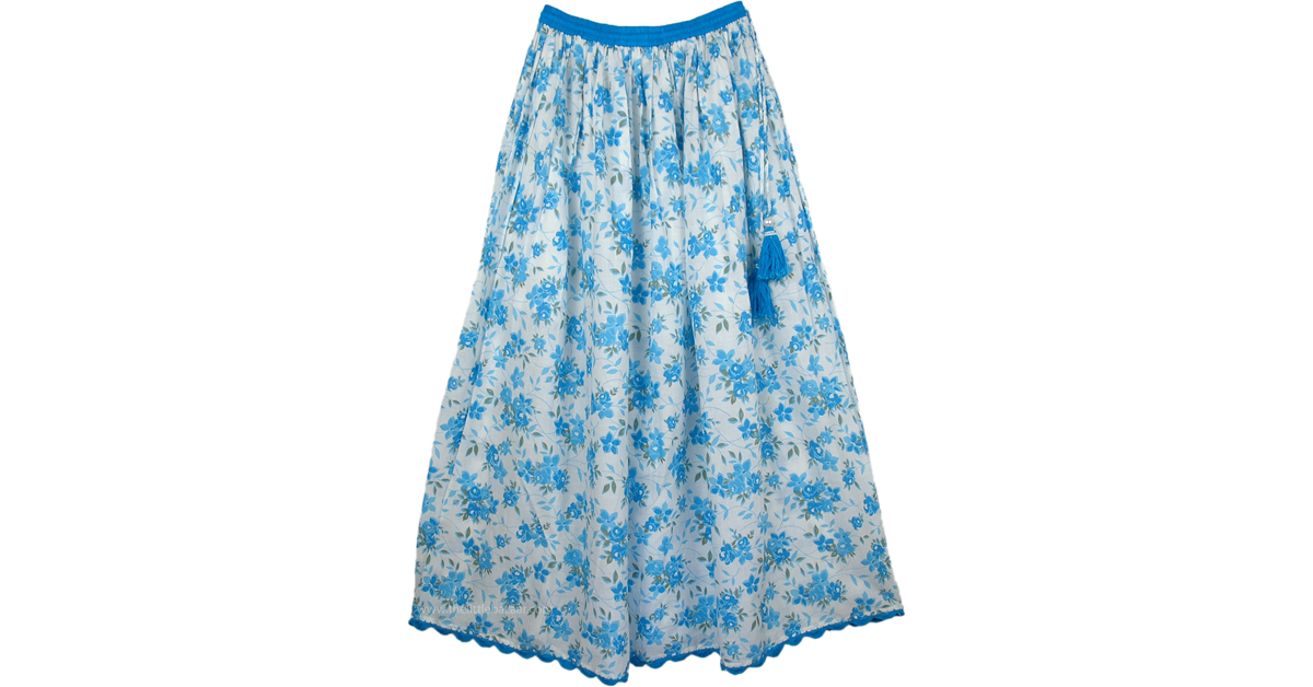 Sale:$19.99 Hydrangea Blue Cotton Long Summer Skirt | Clearance | Tall ...