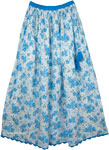 Hydrangea Blue Cotton Long Summer Skirt