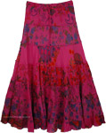 Hibiscus Floral Tiered Cotton Skirt