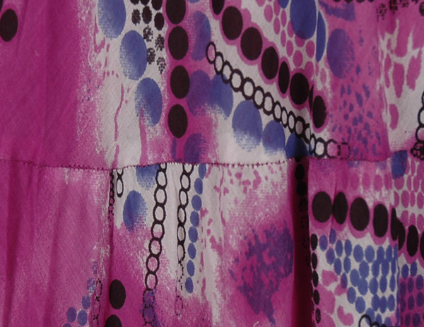 Purple Printed Summer Cotton Six Tiered Long Skirt