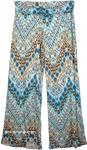 Yoga Pants Blue Printed Fold Over Waist