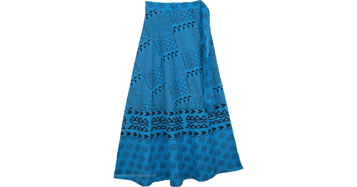 Sale:$11.99 Azteca Blue Long Wrap Around Skirt | Clearance | Blue ...