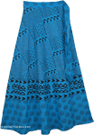 Azteca Blue Long Wrap AroundIndian Skirt