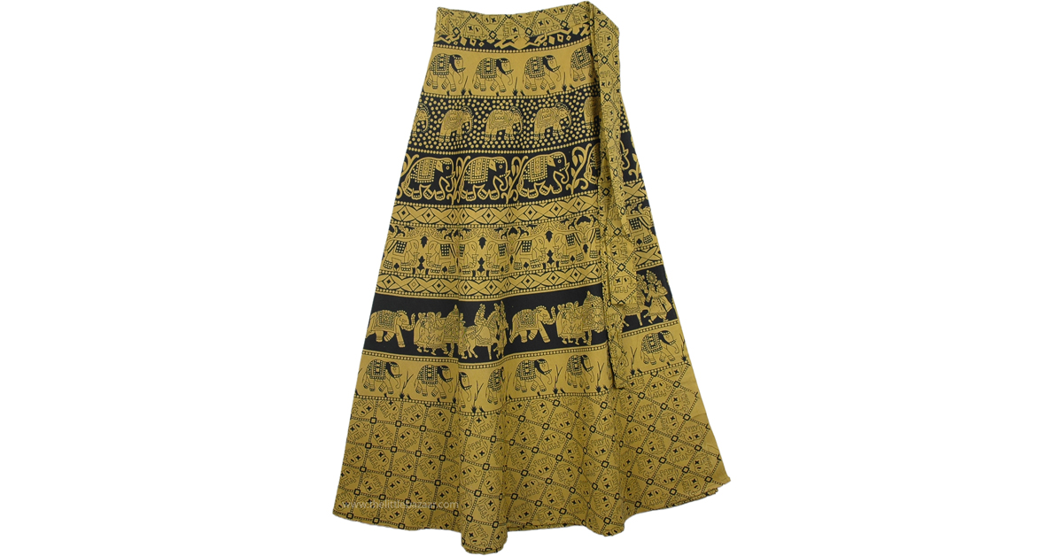 Lemon Ginger Long Wrap Skirt Yellow WrapAroundSkirt