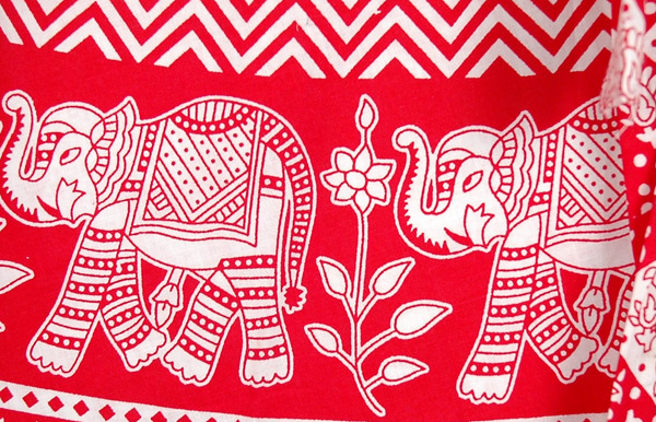 Ruby Red Elephants Wrap Around Skirt