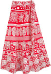 Ruby Red Elephants Wrap Around Skirt